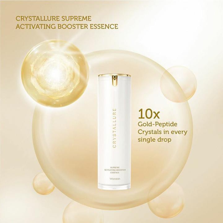 Serum ESSENCE Wardah CRYSTALLURE Supreme Activating Booster Essence - 30 ml / 6 ml - Skincare Anti Aging - Pelembab Serum Wajah Ukuran Kecil / Besar- Crystalure Cristallure Cristalure Gold Cystal