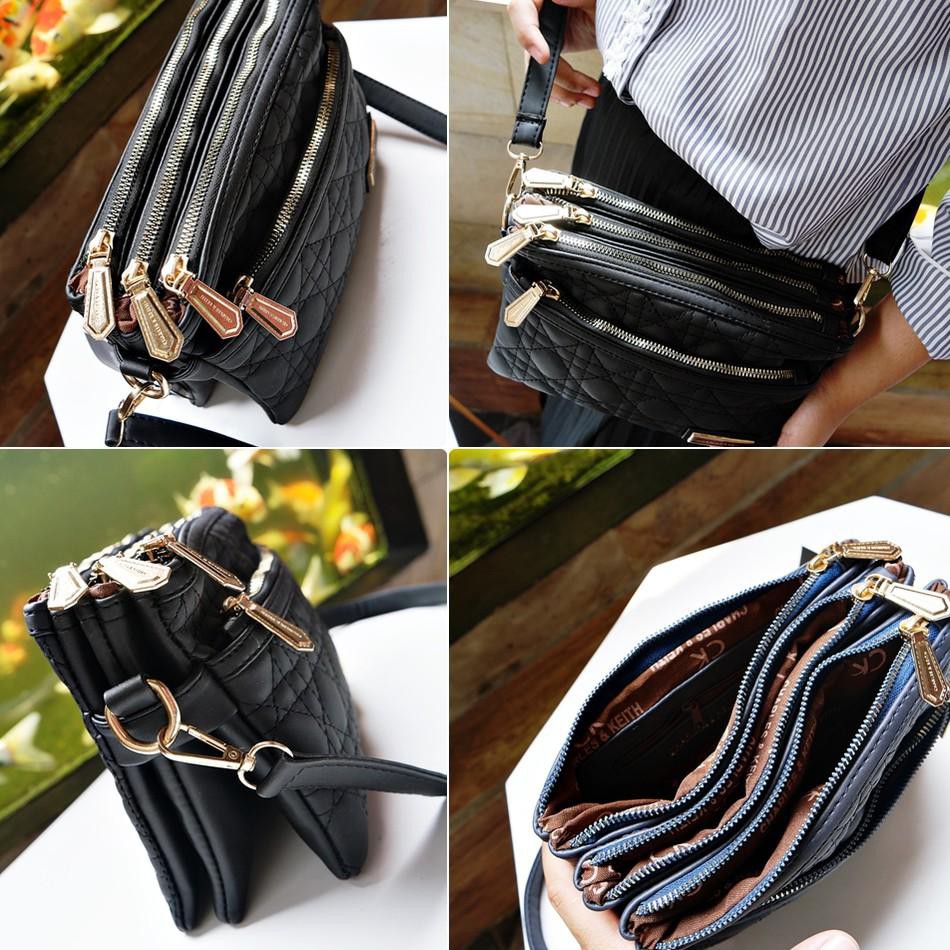 Diminati  Fashion Ck 6295 Tas Selempang 4 ruang bordir NILON SUPER dapat 2 tali panjang dan pendek