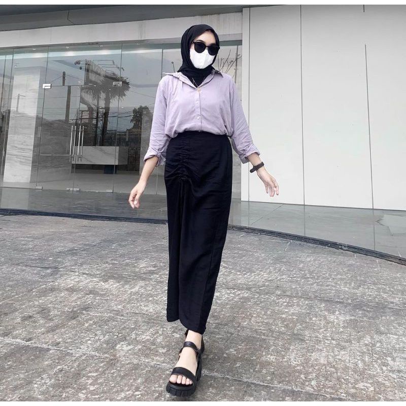 Rok Serut Skirt Rok Wanita Panjang Bahan Crincle Premium Fashion Hijab Murah