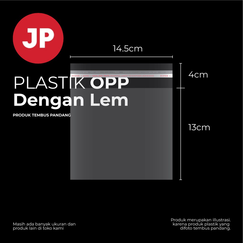 PLASTIK OPP LEM ukuran 14.5x13cm +4cm (1 pack isi 100 pcs)