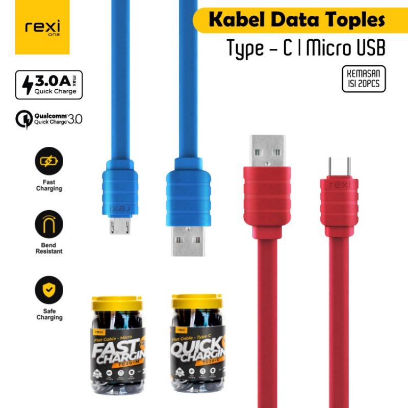Kabel Usb micro 2.4A / Tipe-C 3.0A fast charge  Quick ChargeDouble Press (Extra Protection), Charging, Mini Size