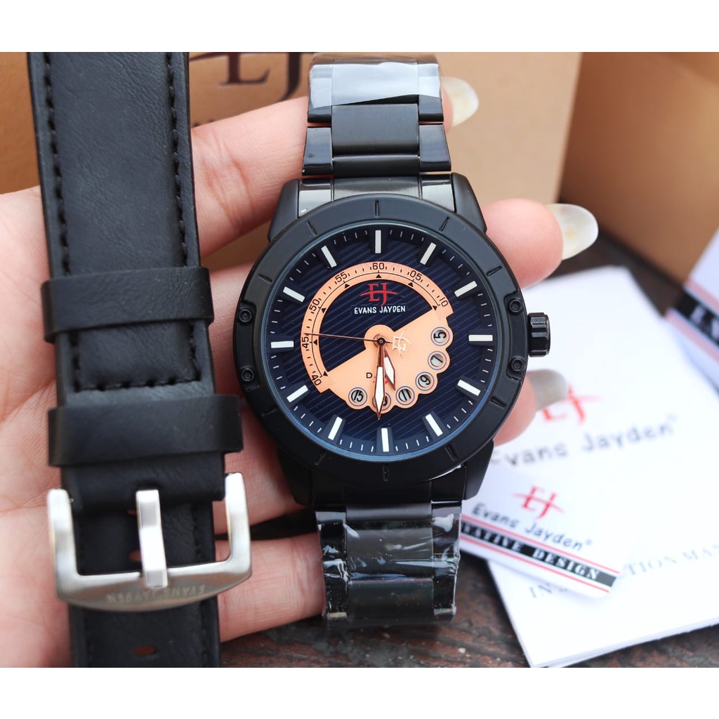 Jam Tangan Pria Keren Original Evans Jayden Bonus Tali Strap Tambahan EvansJayden