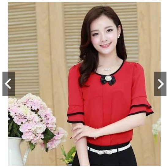 Fifi Fashion Blus Tangan Pendek Gaya Korea Variasi List Dan Bross (Bross Ss)