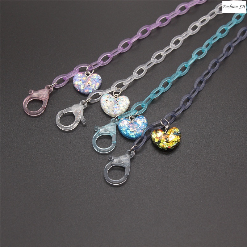 Fashion Transparent Mask Chain Love Pendant Mask Anti-lost Lanyard M60066