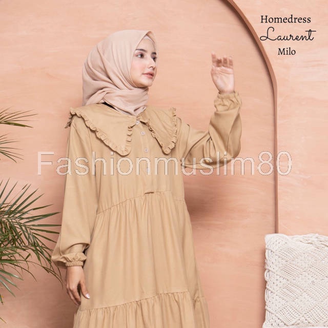 Homedress Tunik Kerah Korea Wanita Gamis Busui Motif Laurent