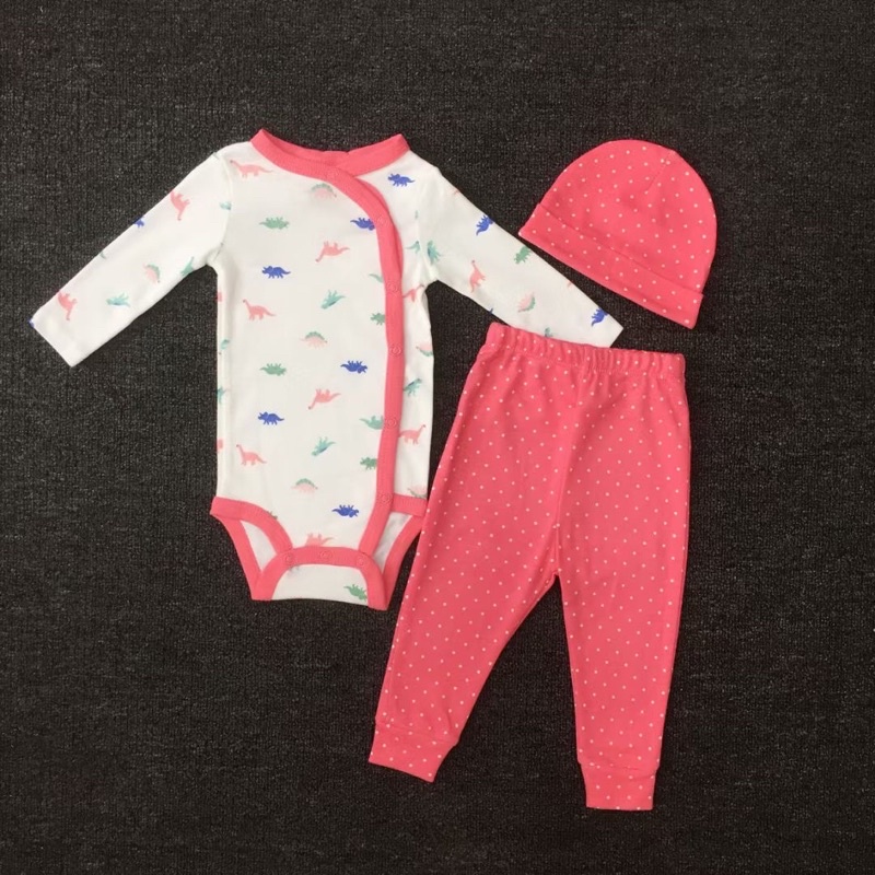 BABY K2 - Bodyset baby isi 3 pcs motif dino pinky