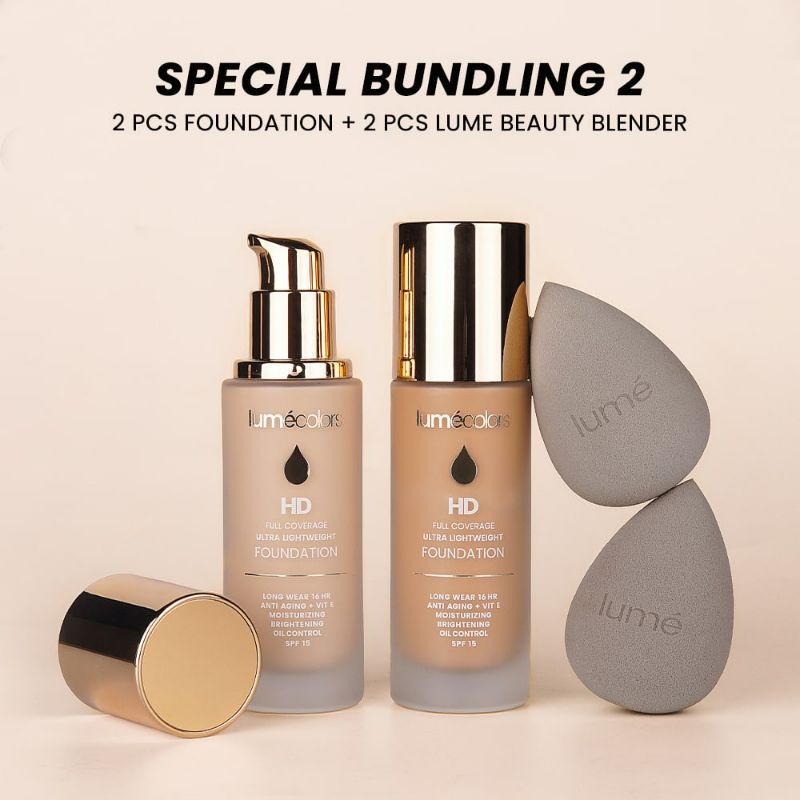 LUMECOLORS bundling 2 foundation + sponge