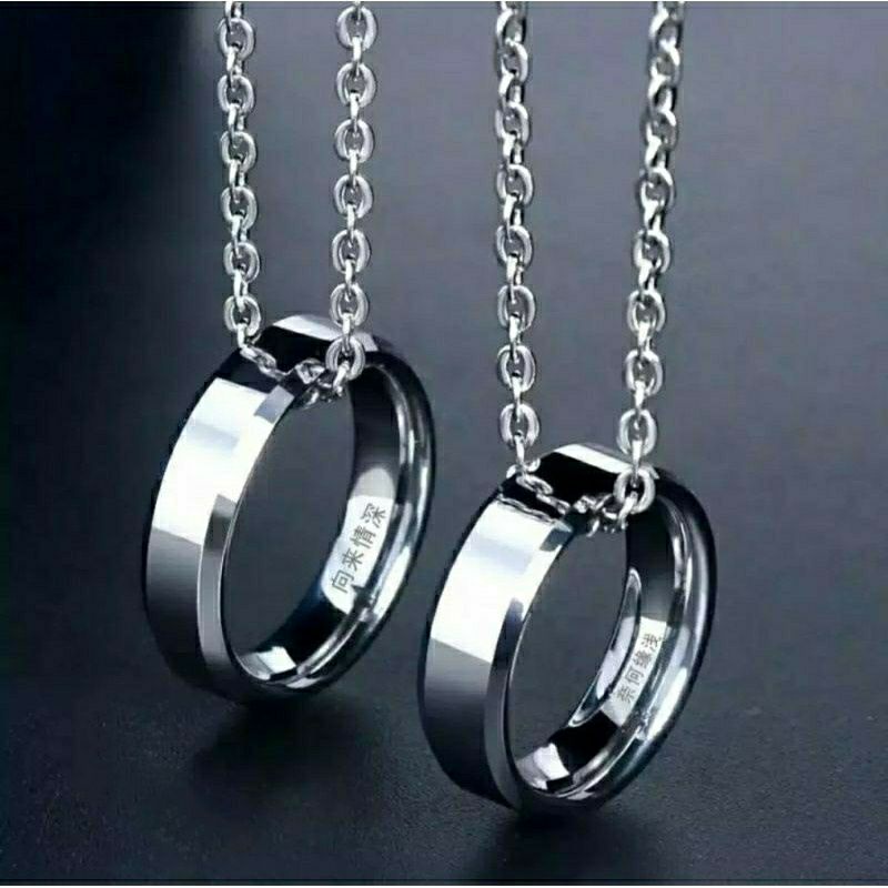 Kalung titanium pria wanita model nuri bandul cincin anti karat tidak luntur Hits 2022 keren cod