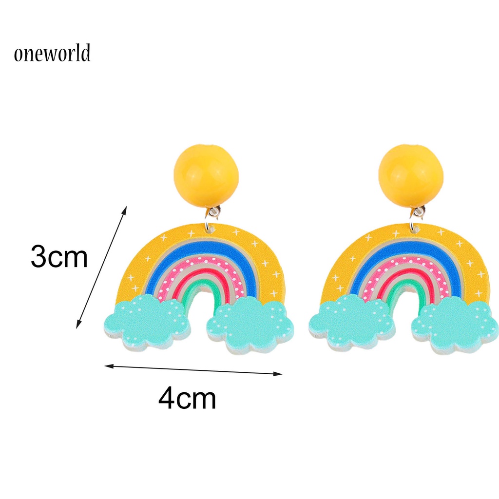 Oneworld Anting Gantung Model Awan Pelangi Bahan Akrilik Ringan Untuk Wanita