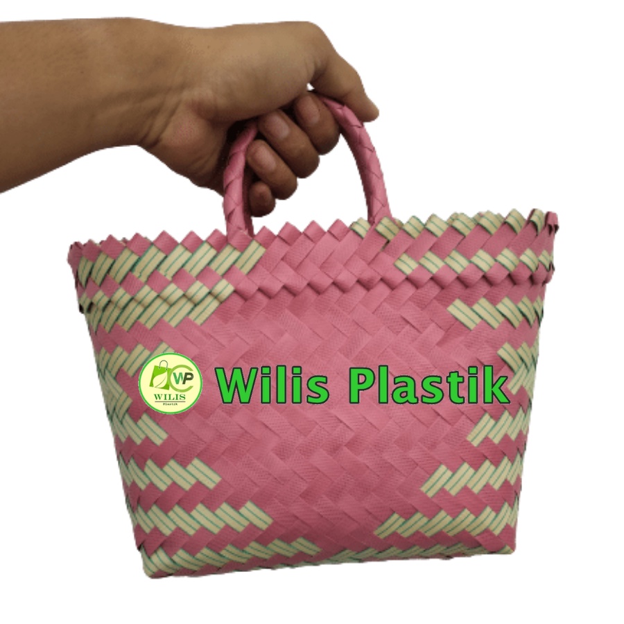 Tas Anyaman Plastik Hampers Tas Souvenir Keranjang Jinjing Tas Parcel  Kecil Handle 1 untuk Hantaran