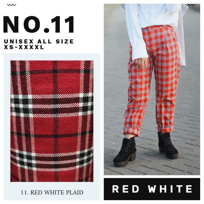  CELANA  TARTAN  PRIA WANITA RED WHITE Shopee  Indonesia