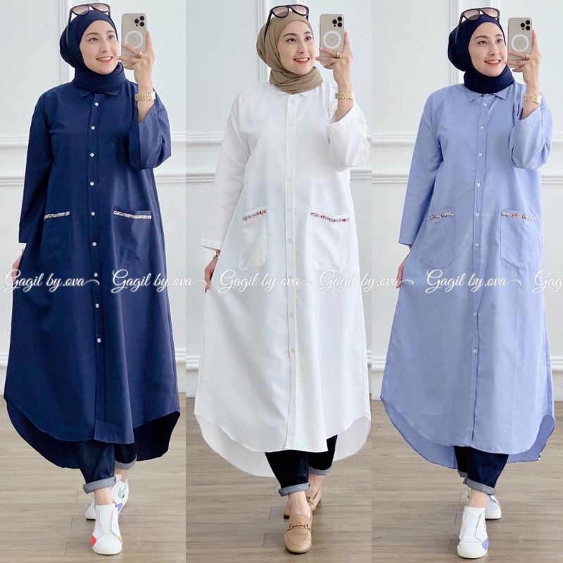 READY MAKIKA LONG TUNIK ORIGINAL 100% BY GAGIL FASHION BY OVA