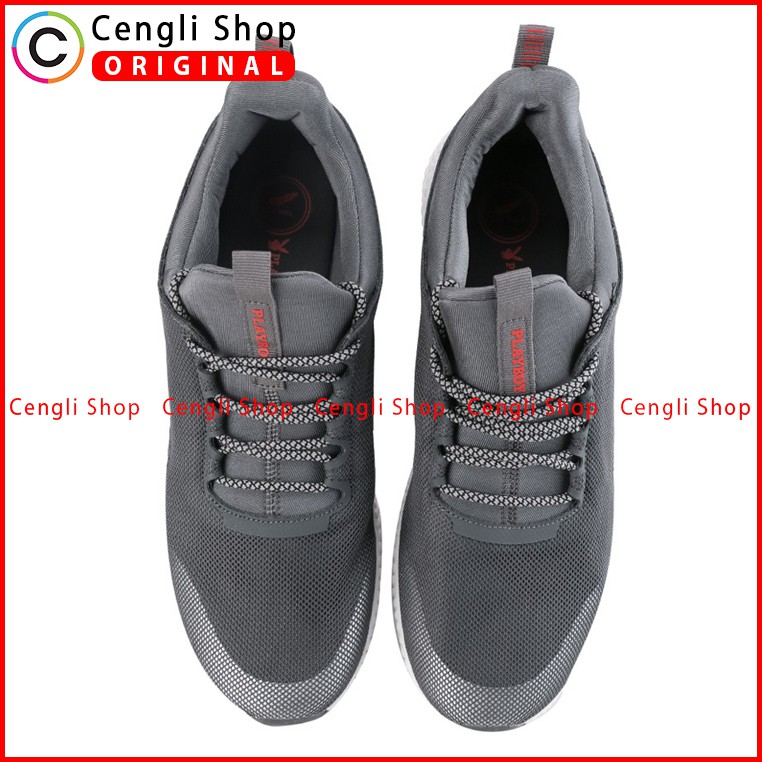 PLAYBOY SEPATU SNEAKER CASUAL PRIA ORIGINAL TERBARU ASLI ABU-ABU PL15