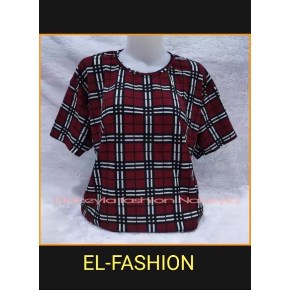 EL-FASHION|KAOS ATASAN WANITA| SIZE JUMBO LENGAN PENDEK WAFFLE