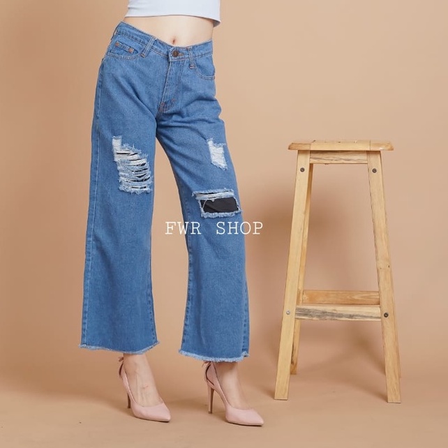 FWR - LABELA RIPPED FURING JEANS CULLOTE