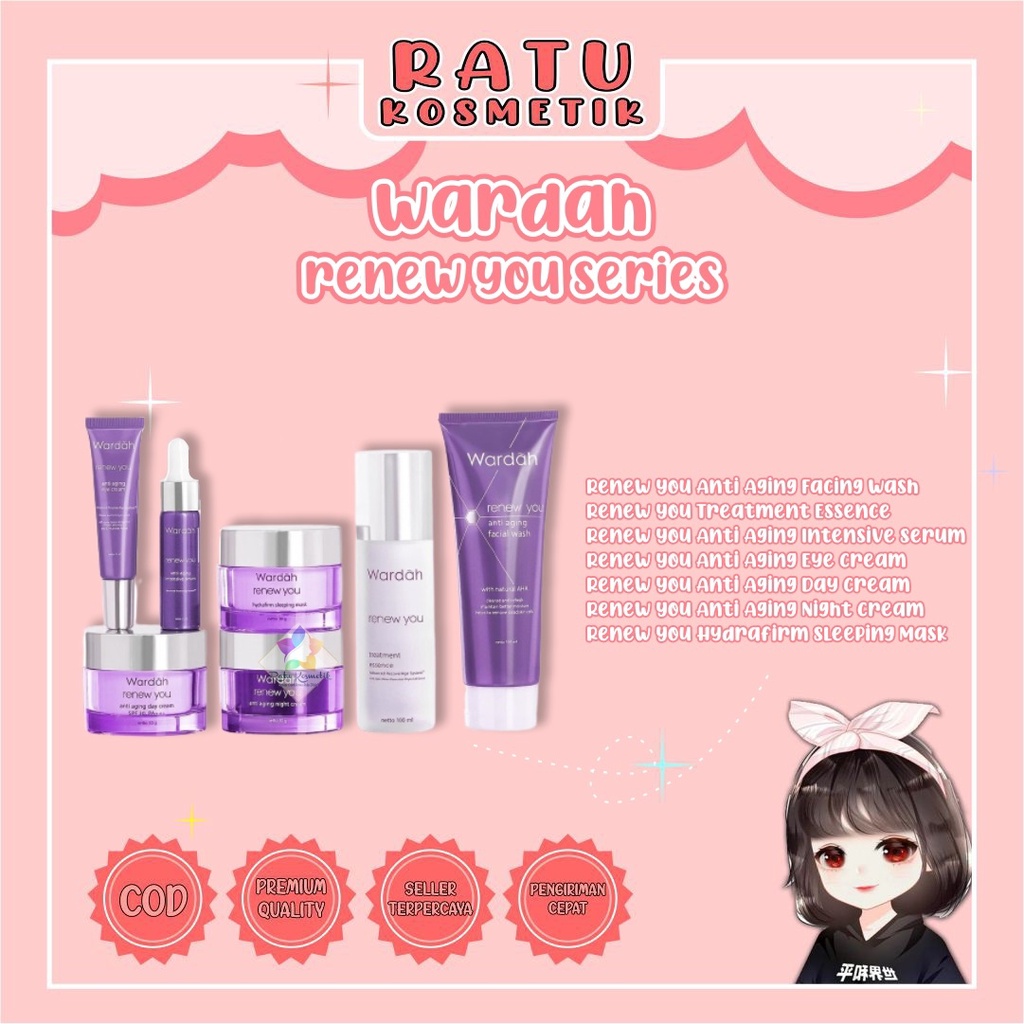 ❤ RATU ❤ Wardah Renew You Series Anti Aging  Day Night Cream Facial Wash Serum BPOM✔️