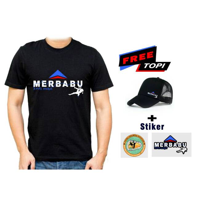 Kaos Gunung Merbabu Free Topi Jaring  + Stiker Merbabu