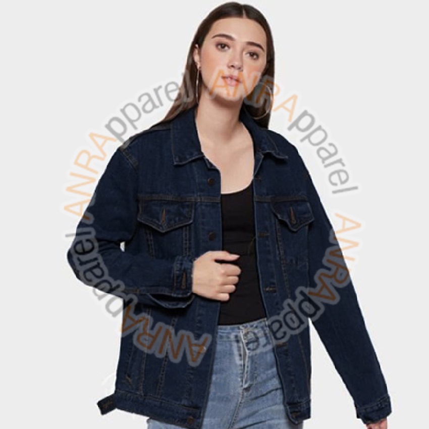 JAKET JEANS DENIM BASIC OVERSIZE WANITA - BioBlitz/BioWash/BiruDongker/Hitam