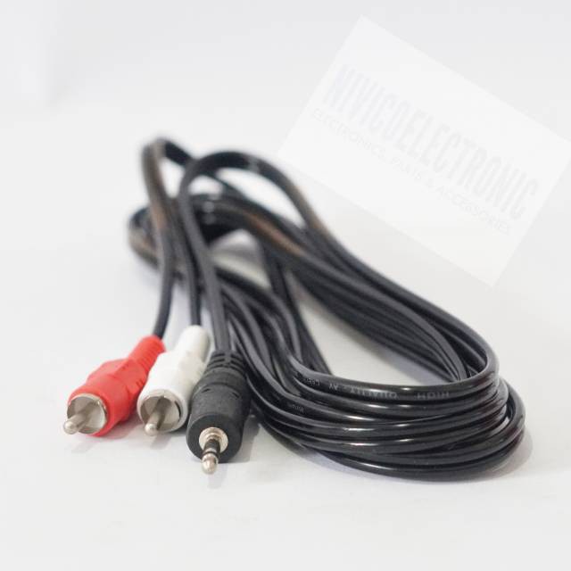 Kabel Jack Audio To 2 Rca 2-1 HITAM High Kualitas Cabel Audio Aux 21 Kabel Colokan Jek Speaker to Hp