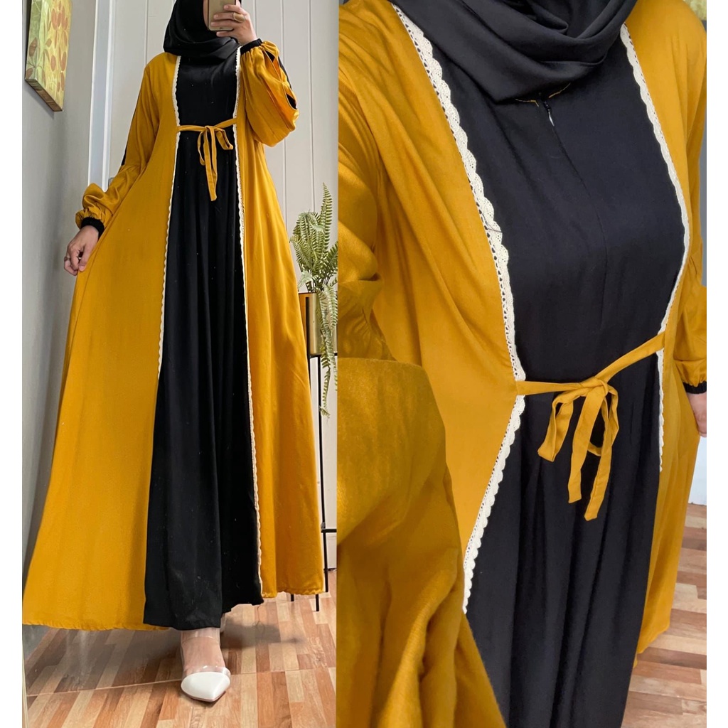 GAMIS SULTAN DRESS POLOS KOMBINASI WARNA LIST RENDA