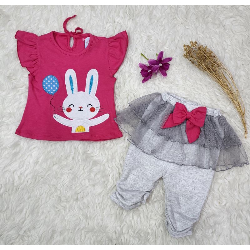 Baju bayi perempuan stelan celana tutu baby girl