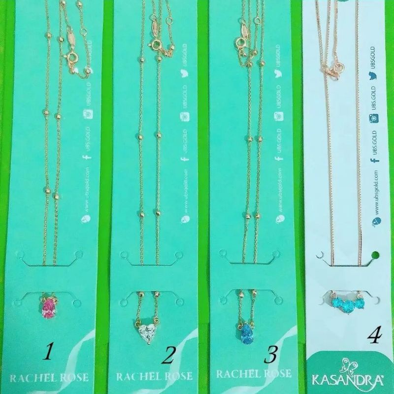 Kalung batu warna jedar love pink, putih, biru UBS rachel rose berat ringan kadar 8K 375
