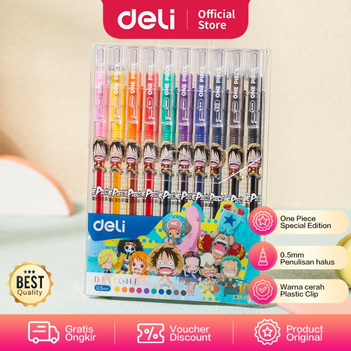 

Deli Color Gel Pen / Pulpen Gel Warna 0.5Mm 10C One Piece Cg121-10C