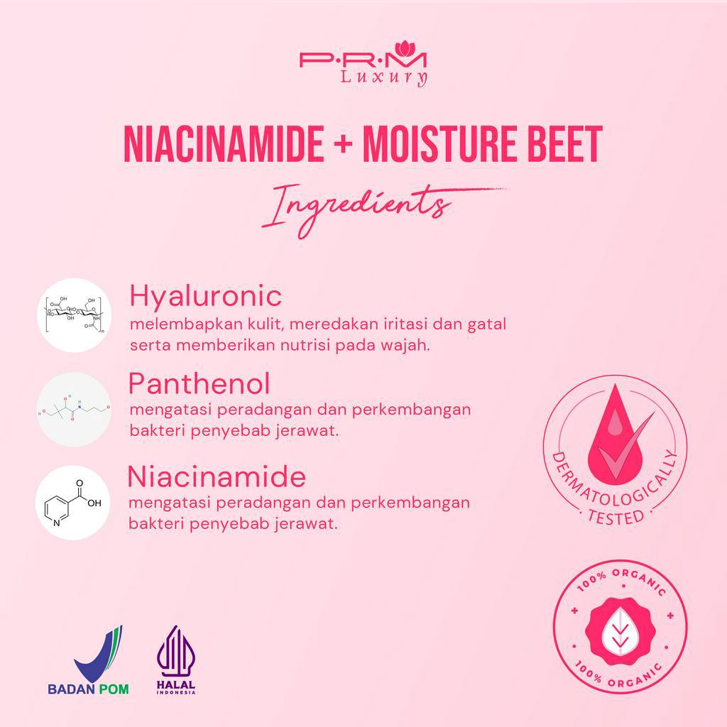 SERUM NIACINAMIDE MOISTURE BEET PRM LUXURY BPOM  / serum wajah / glowing / whitening