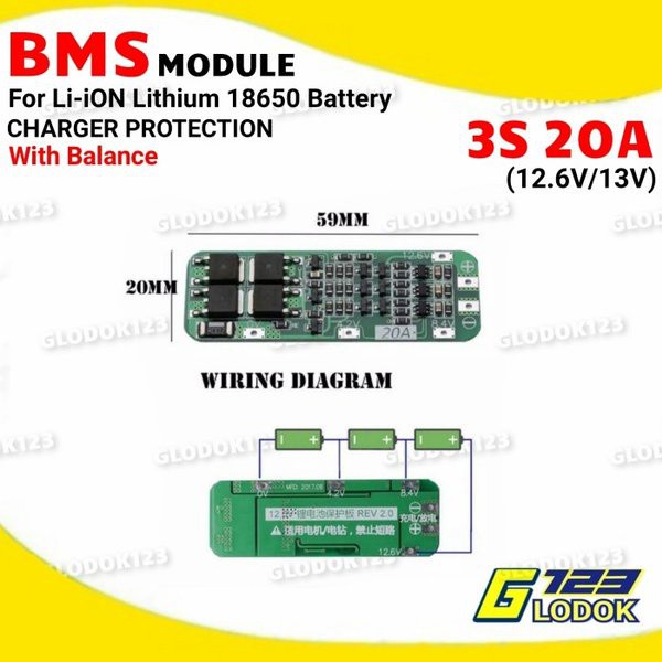 Modul BMS Battery Charger Protection Pelindung Baterai 18650 3S 20A