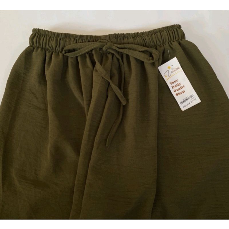 CELANA HIGH WEIST KULOT CRINKLE PREMIUM-ARMY