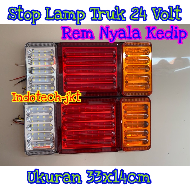 Stop Lamp Lampu Belakang Truk 24 Volt Rem nyala kedip Model 8D Ukuran 33cm