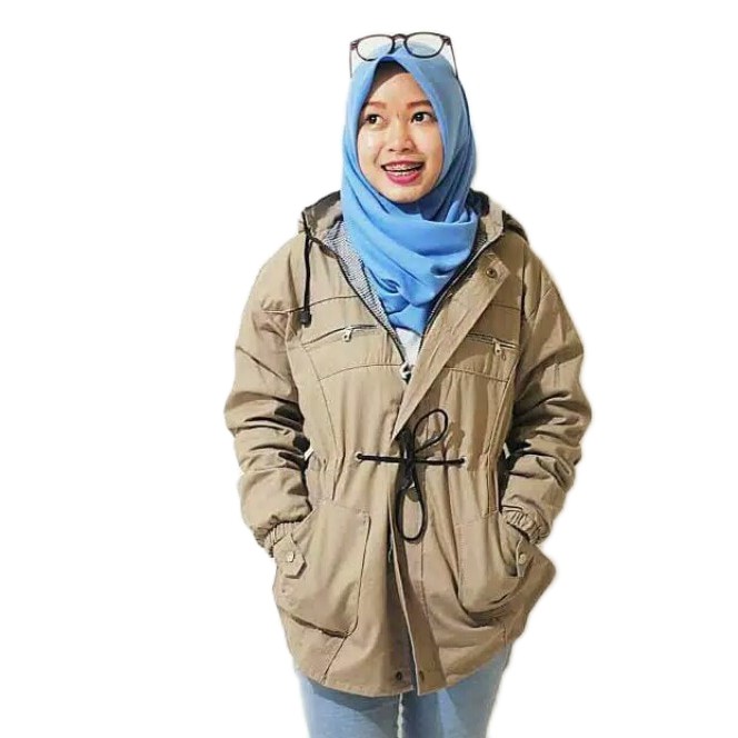 Jaket Jumbo Wanita Bahan Kanvas size m/l - xl - xxl - xxxl - xxxxl Hoodie/topi bisa dilepas-MOCCA