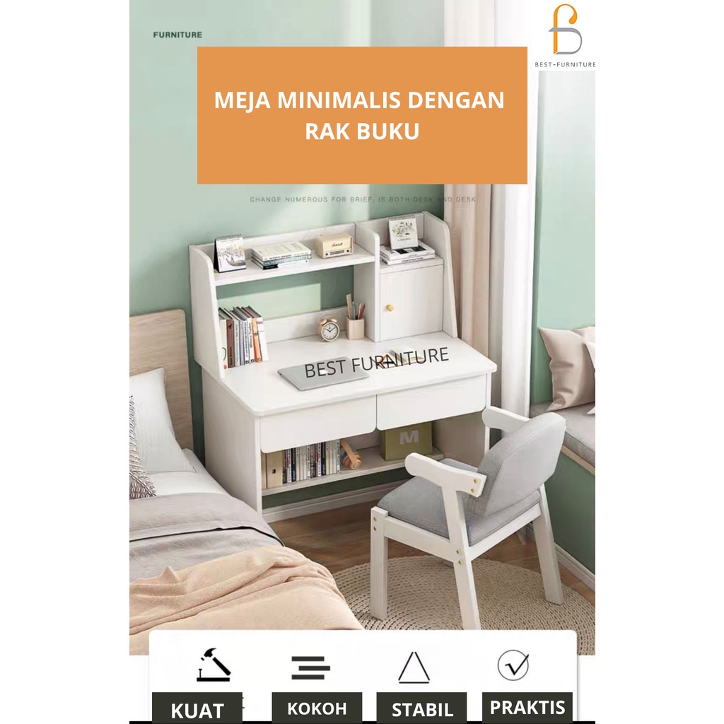 Best Meja Komputer Meja Laptop Meja Belajar Rak Buku Minimalis