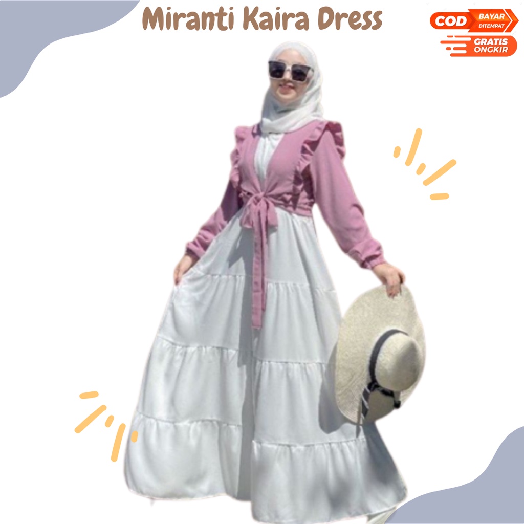 Baju Gamis Remaja Kekinian Dan Terbaru 2022 Fira Dress Bahan Manggo Crepe 2 In 1 Outer set Dress