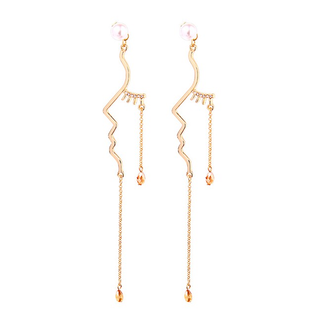 LRC Anting Tusuk Fashion Gold Geometric Irregular Earrings F63487