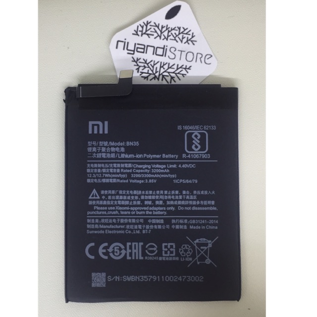 BATERAI BATTERY BATERI xiaom REDMI 5 BN35 ORIGINAL 100% BATERAI BN35