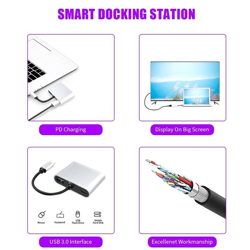 usb type c to hdmi vga usb 3.0 pd 4 in 1-type c to tv projektor