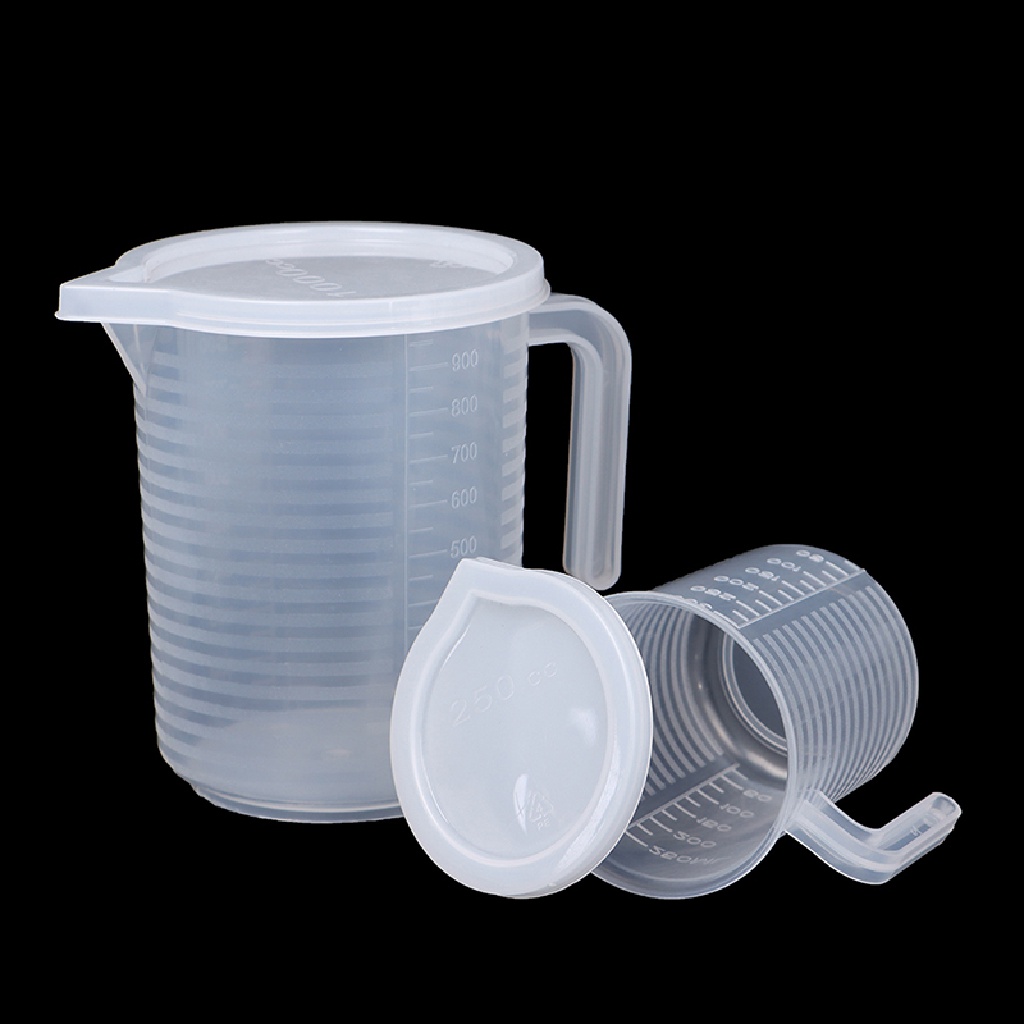 1pc Gelas Ukur Cairan Bahan Plastik Dengan Tutup