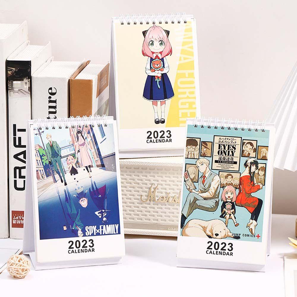 Mxbeauty Kalender 2023kertas Kecil Perlengkapan Kantor Dekorasi Meja Planner Tahunan Alat Tulis Anime Stand Calendar