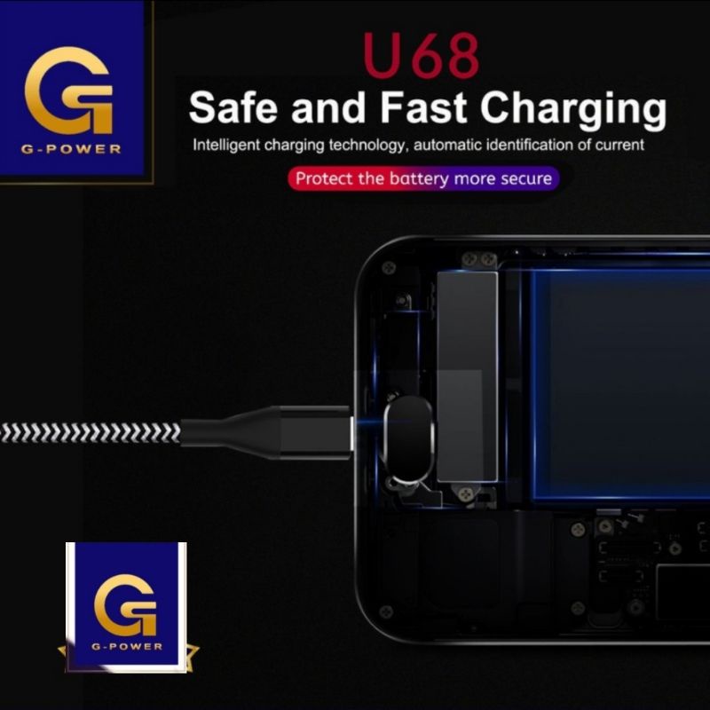 G-POWER U68 MICRO 1.8m FAST CHARGING 3A BISA SEMUA HP