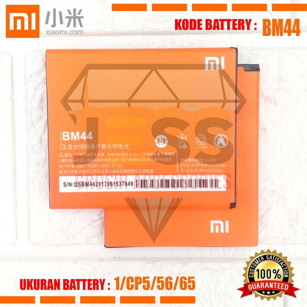 Baterai Battery Original Xiaomi BM40 BM41 BM44 For Tipe HP Xiao mi Redmi 1 , Redmi 1s , Redmi 2 , Redmi 2s , Redmi 2a , Redmi 2 Prime