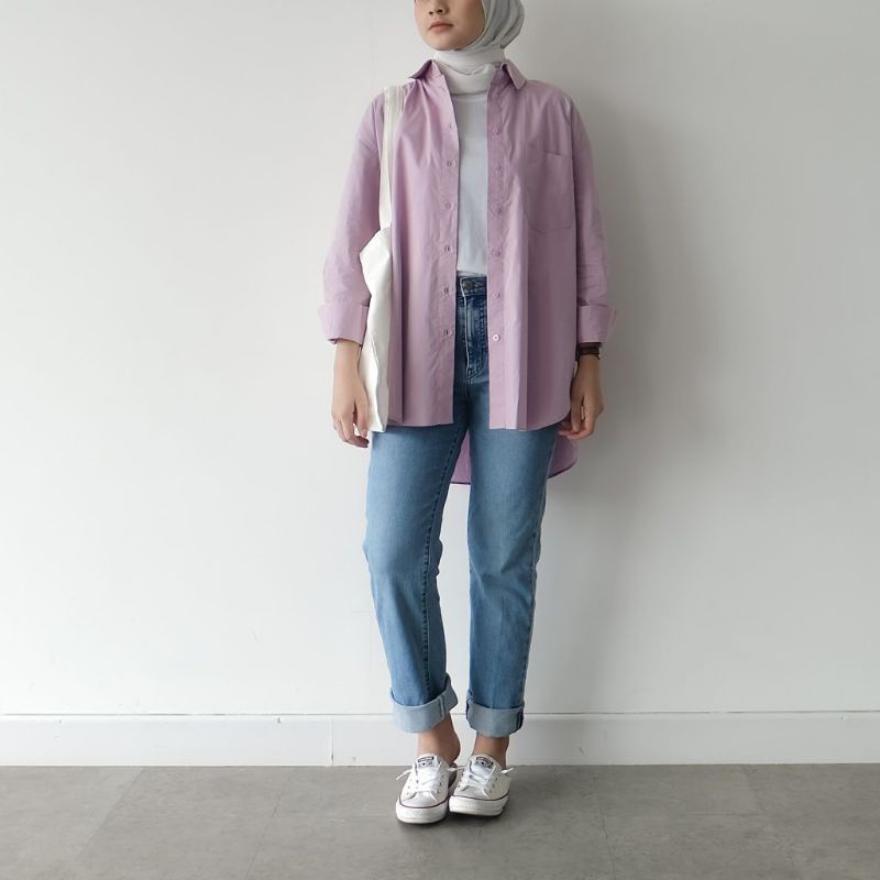 Riley shirt cottonary warna lilac