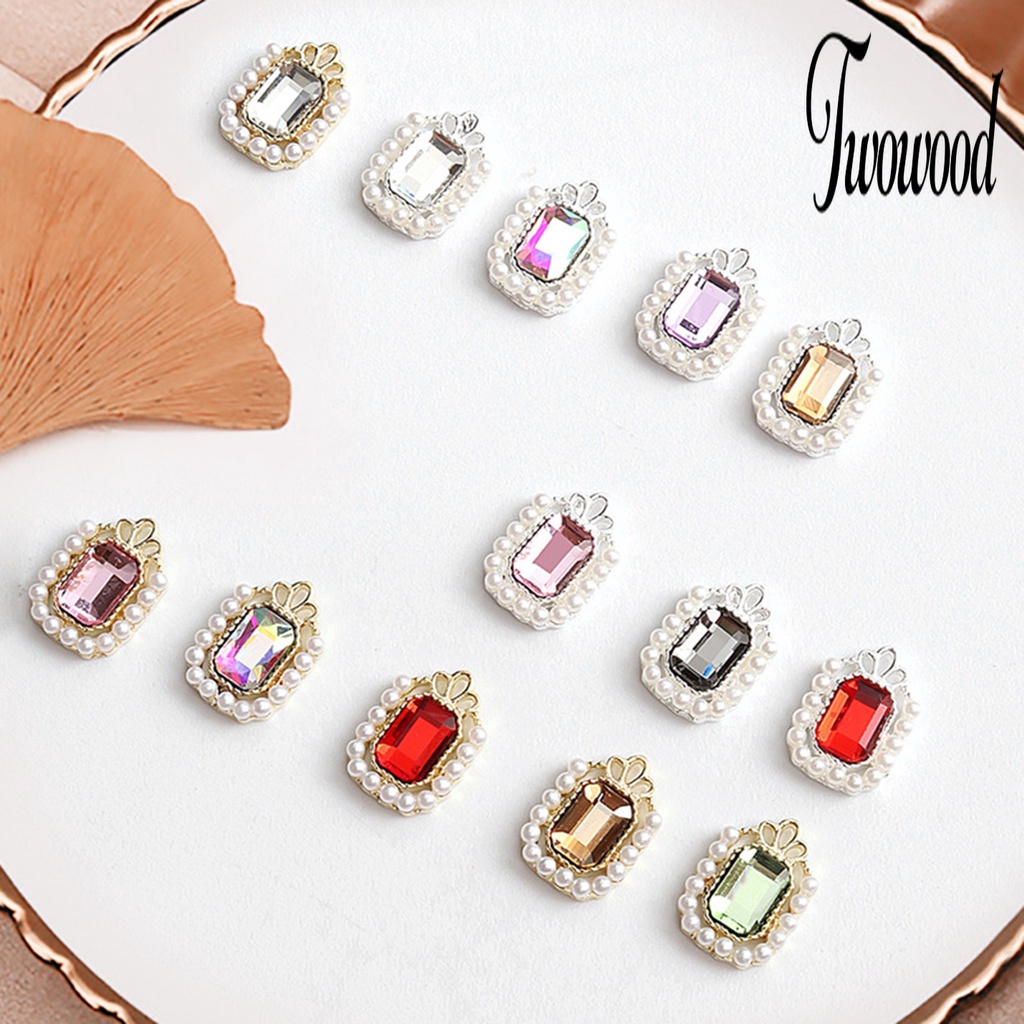 5pcs / Set Ornamen Mutiara Imitasi Bentuk Octagonal Untuk Dekorasi Nail Art