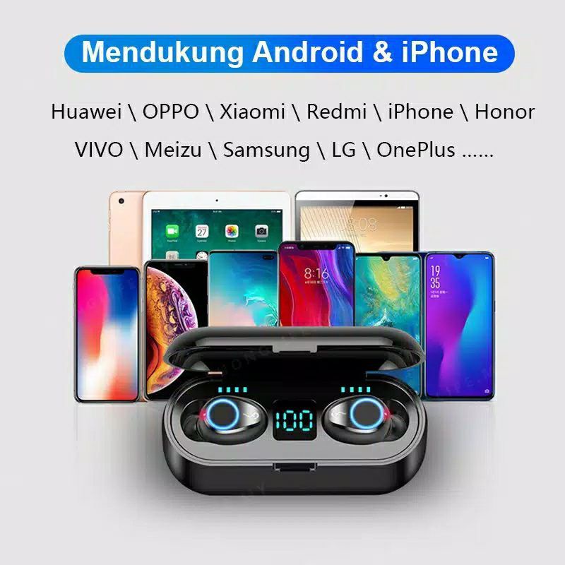 TWS 5.0 F9 Bluetooth Earphone In-ear Stereo  Wireless Headset  Voice waterproof