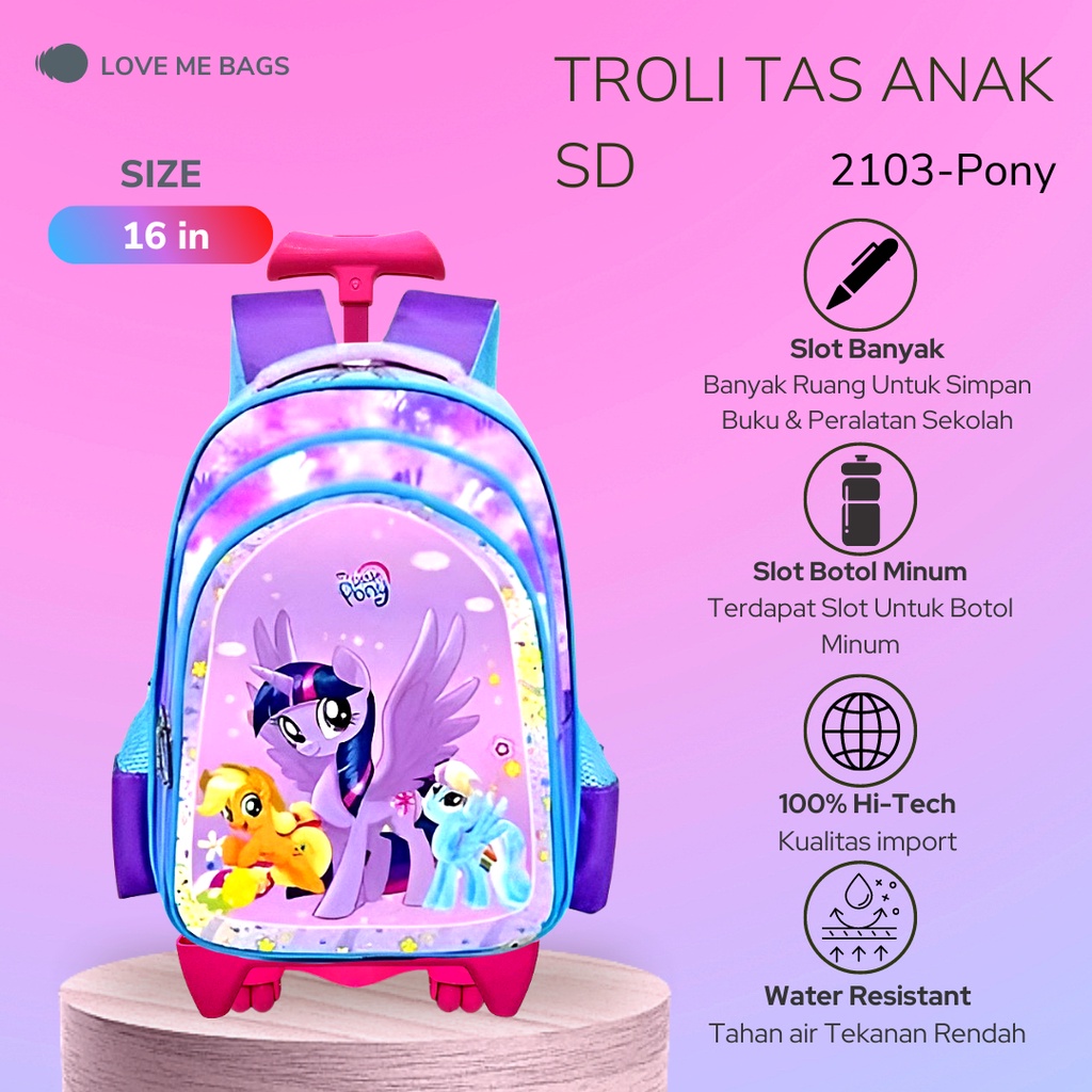 LMB Tas Troli Anak Sekolah Perempuan SD model terbaru import 2022 premium Karakter lucu Unicorn rainbow Tas troli anak perempuan sd besar Ransel troli anak perempuan unicorn Tas anak perempuan sekolah murah Tas anak karakter lucu