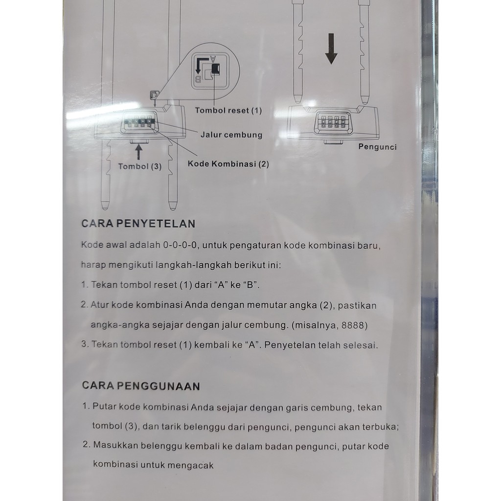 GEMBOK U 4 KOMBINASI / K-LOCK PENGAMAN DENGAN ANGKA / GEMBOK PENGAMAN 43.5CM