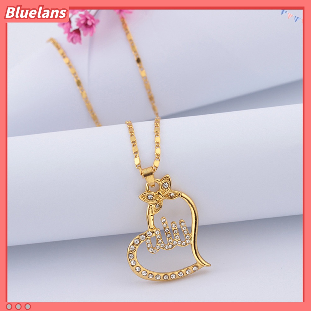 Bluelans Women Religious Islamic Muslim Arabic Allah Pendant Rhinestone Necklace Jewelry