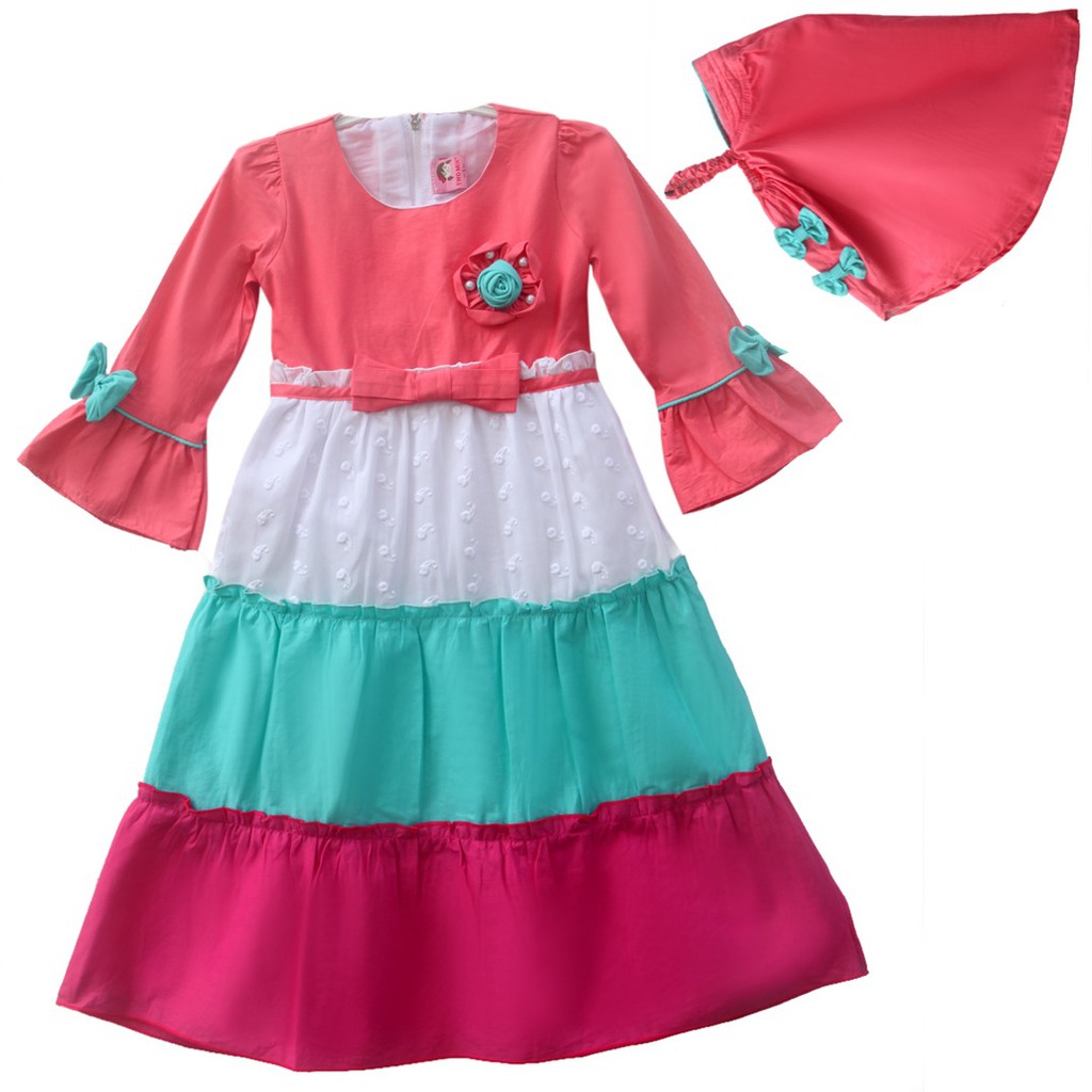Two Mix Baju muslim anak perempuan- Gamis anak perempuan- baju anak muslim - pakaian muslim 2926-1