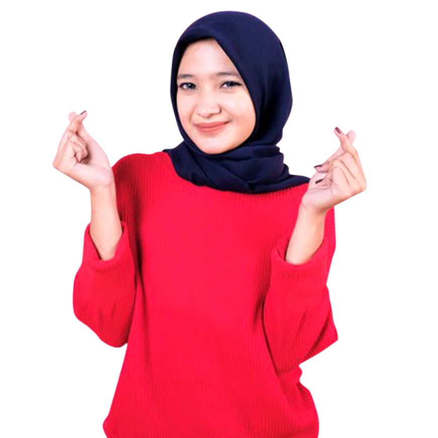 BESS - Kaos Hijab Lengan Panjang Polos Wanita / Kaos Hijab O-Neck Lengan Panjang Wanita - MAROON