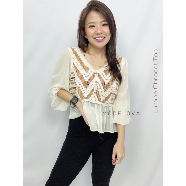 MDLV ~ 65110# Lumina Crochet Top Atasan Blouse Brukat Baju Import